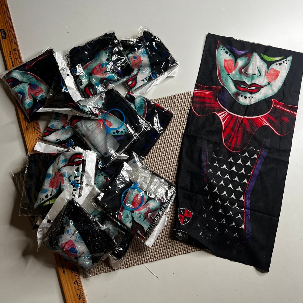 SA Face Shield Lot of 10 Creepy Clown Neck Gaiter Balaclava Bandana Black Red
